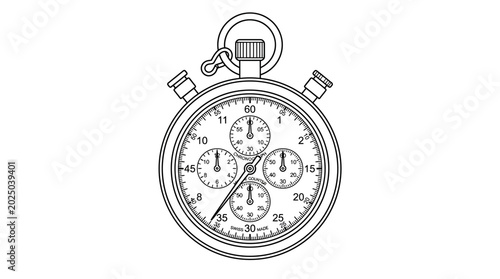 Canvastavla Stopwatch Illustration - Vintage Time Measurement Device