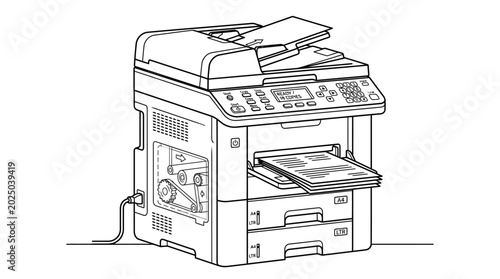 Photography Office Multifunction Printer Scanner Copier Line Art - Technical Drawing