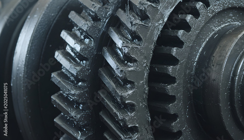 Industrial machinery gears working with lubrication grease