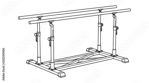 Bild auf Leinwand Gymnastics Parallel Bars Line Art Illustration