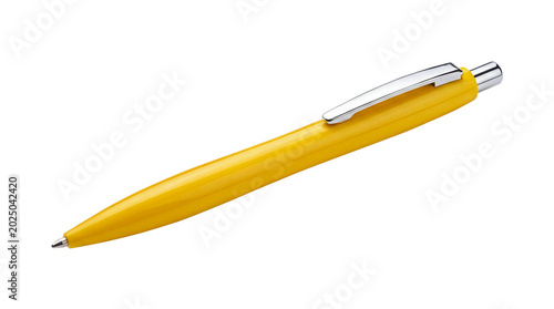 Photos Modern Yellow Ballpoint Pen Isolated on Transparent Background