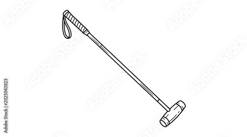 Polo Mallet Hand Drawn Sketch Icon