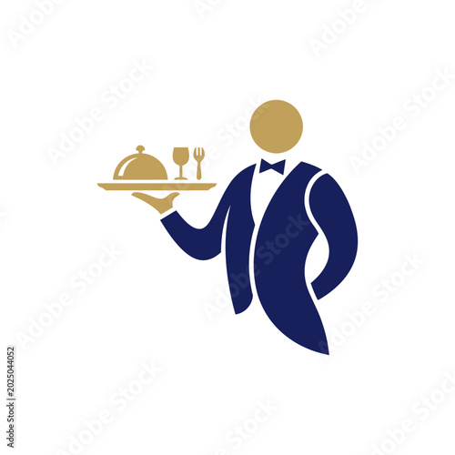 Elegant Waiter Serving Gourmet Cuisine at a Fine Dining Restaurant in an Upscale Setting