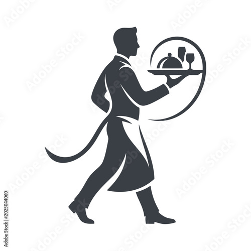 Waiter Serving Food and Drinks in a Restaurant Environment