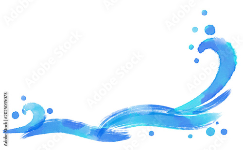 Japanese Watercolor Wave Brush Stroke Background Illustration