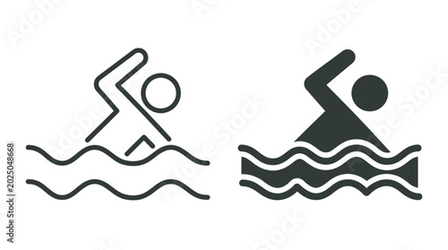 Εκτύπωση καμβά High Contrast Black Minimalist Swimming Icons for Universal Signage and Sports I