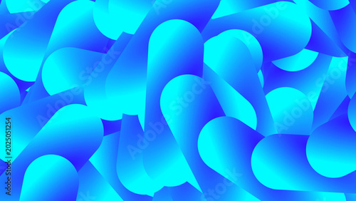 Abstract 3D blue and cyan capsule gradient background pattern