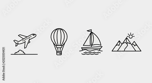 Travel and adventure icon set