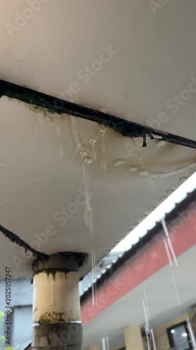 Water Leaking Through Ceiling Panel During Heavy Rain