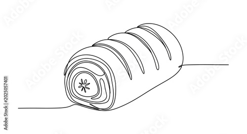 Foto Continuous line drawing of a sausage roll, minimalist food illustration