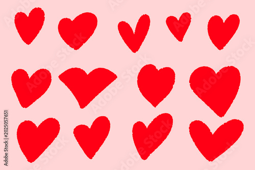Collection of red heart shapes. Set of love and romance vector illustration