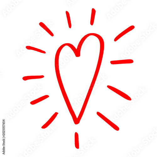 Red Heart Doodle with Radiating Lines – Decorative Hand-Drawn Element