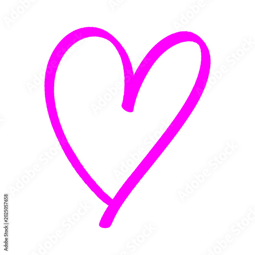 Pink Heart Doodle – Cute Decorative Element Vector Illustration