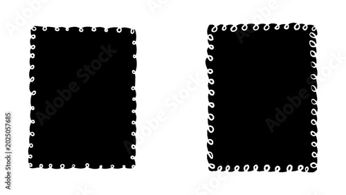 Black Rectangular Frames with Circular Loops – Vector Illustration on White Background
