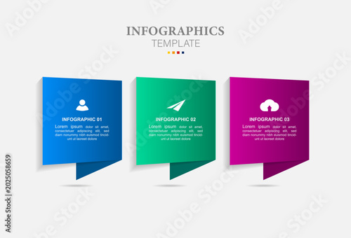 Infographic business design vector template with 3 options, steps or processes. Can be used for presentations banner, workflow layout, process diagram, flow chart, info graph
