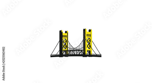 Obraz na płótnie Iconic Tower Bridge Silhouette, Sacramento California, Landmark Transportation