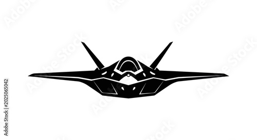 Foto Futuristic Stealth Fighter Jet Silhouette, Modern Aircraft Design