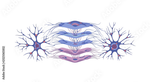 Illustration of neurons connected by glial cells in human brain. EPS Editable. Vector Illustrations.