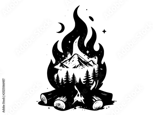vector illustration of a fire