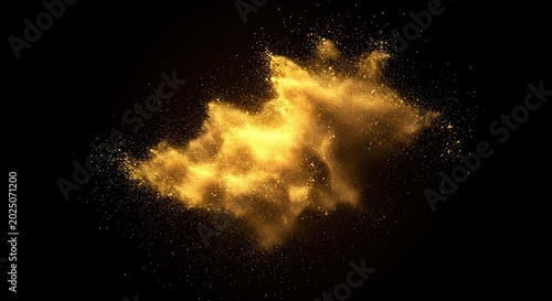 Golden Dust Explosion on Black Background