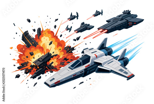 Schilderij op canvas Fighter Jets in Aerial Combat.