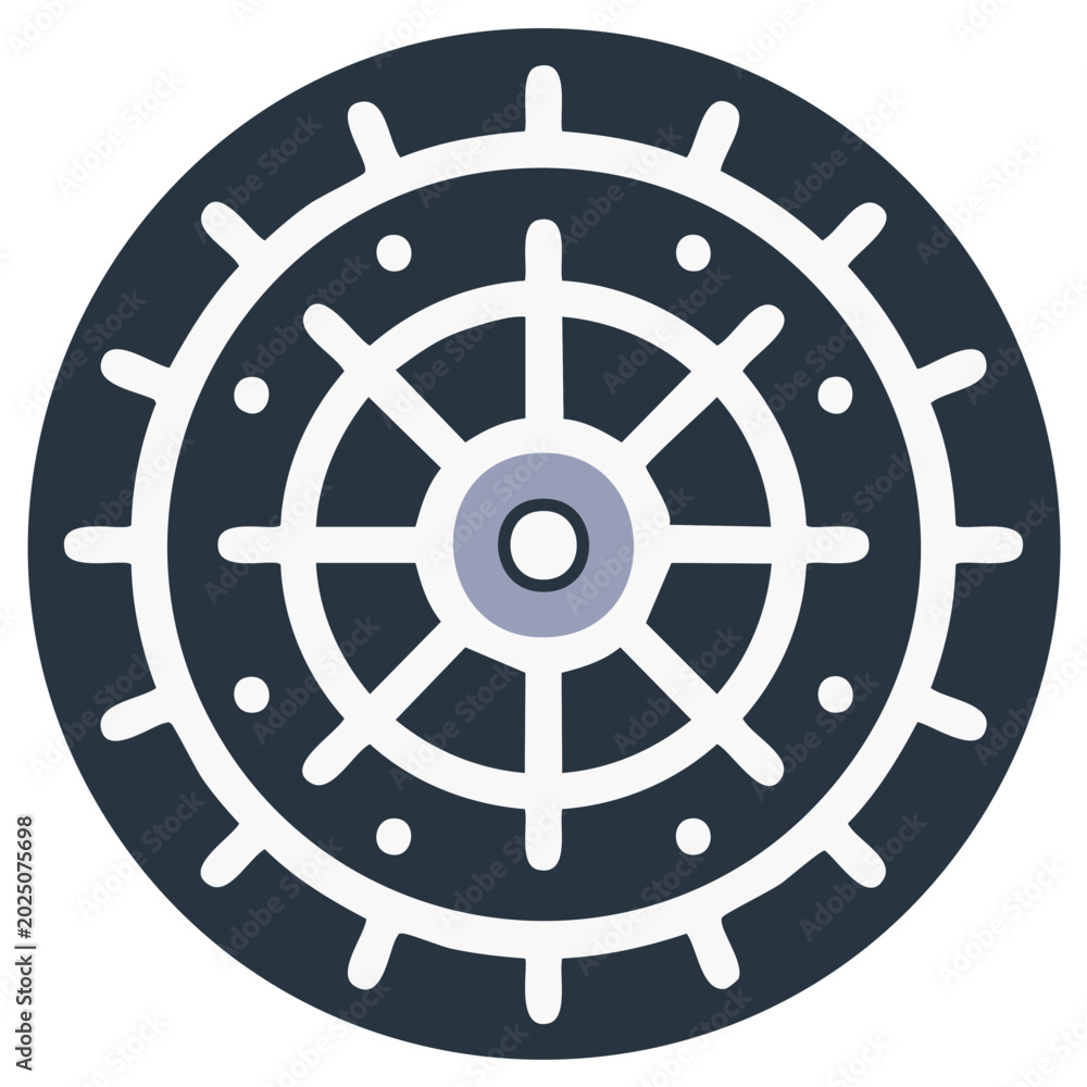 Obraz premium Abstract Circular Dharma Wheel Symbol Represents Buddhist Spirituality and Enlightenment