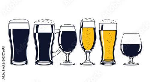 Foto Assortment of Beer Glasses with Dark and Light Ales