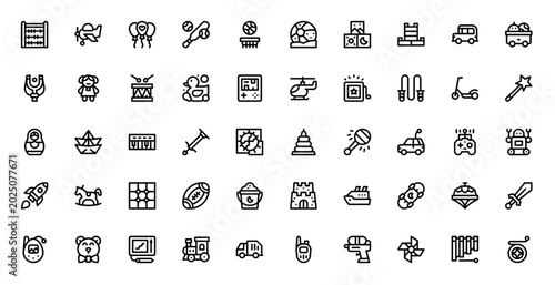 Children Toys Play Fun Kids Game Icon Set