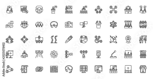 Conference Meeting Event Business Presentation Icon Set