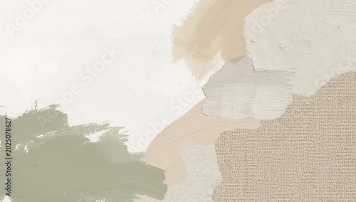 Minimalist abstract background with soft flowing shapes and textured patterns in muted earthy tones, abstract