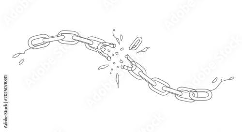 Photos Broken Chain Link Symbolizing Freedom, Escape, and Breaking Barriers