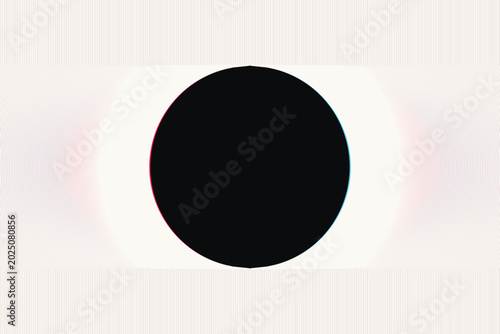 Tableau sur toile Black circle with chromatic aberration edges on textured background, abstract