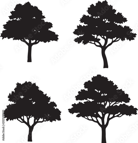 Majestic Tree Silhouette Bundle Vector Set | Nature Forest Black Tree SVG PNG EPS | Minimal Landscape Clipart for Cricut, Logo & Adobe Stock ,Art & Illustration