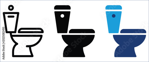 Toilet Symbol with Restroom Sign and Minimal Human Figure Illustration Design. Symbol of sanitation, public restroom facilities, hygiene guidance and building utility signage concept