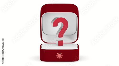 Gift box with question mark on white background. Isolated 3D illustration