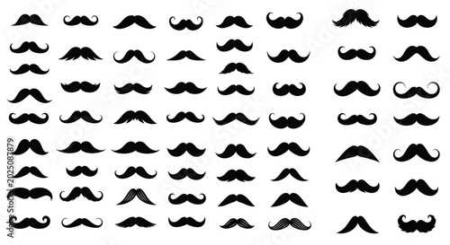 Bild auf Leinwand Collection of Diverse Mustache Styles Black Icons Set