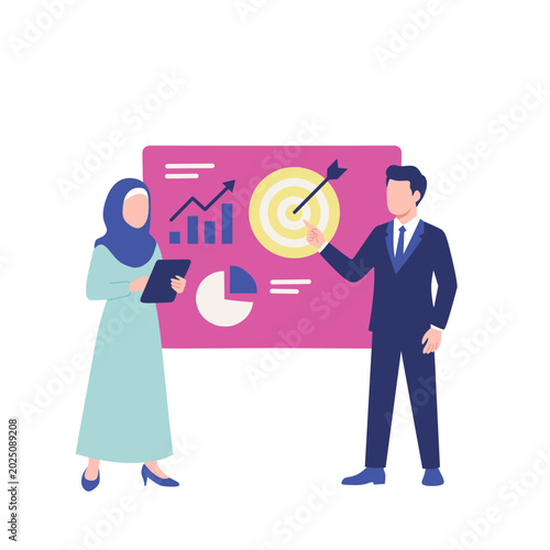 man and woman with word sale