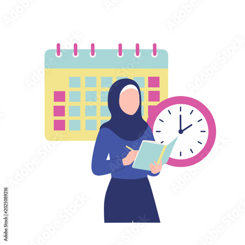 young woman with clock