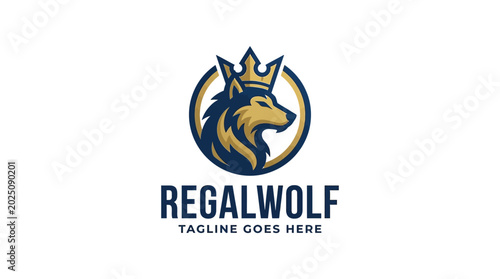 Foto Regal wolf logo featuring a crown and circular frame as the main subject