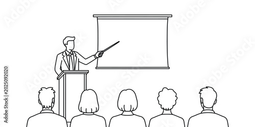 Konstfotografi Businessman giving a presentation to an audience in a conference room