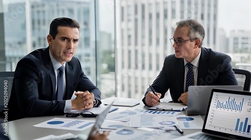 Business Professionals Engaged in a Strategy Meeting in Modern Office with ai generated