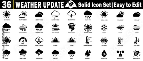 Foto Weather update solid icons set