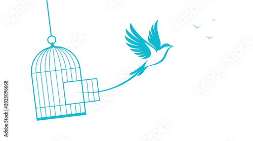 Photos Bird escaping from cage, freedom concept