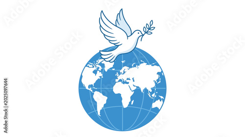Foto Dove carrying olive branch over planet earth