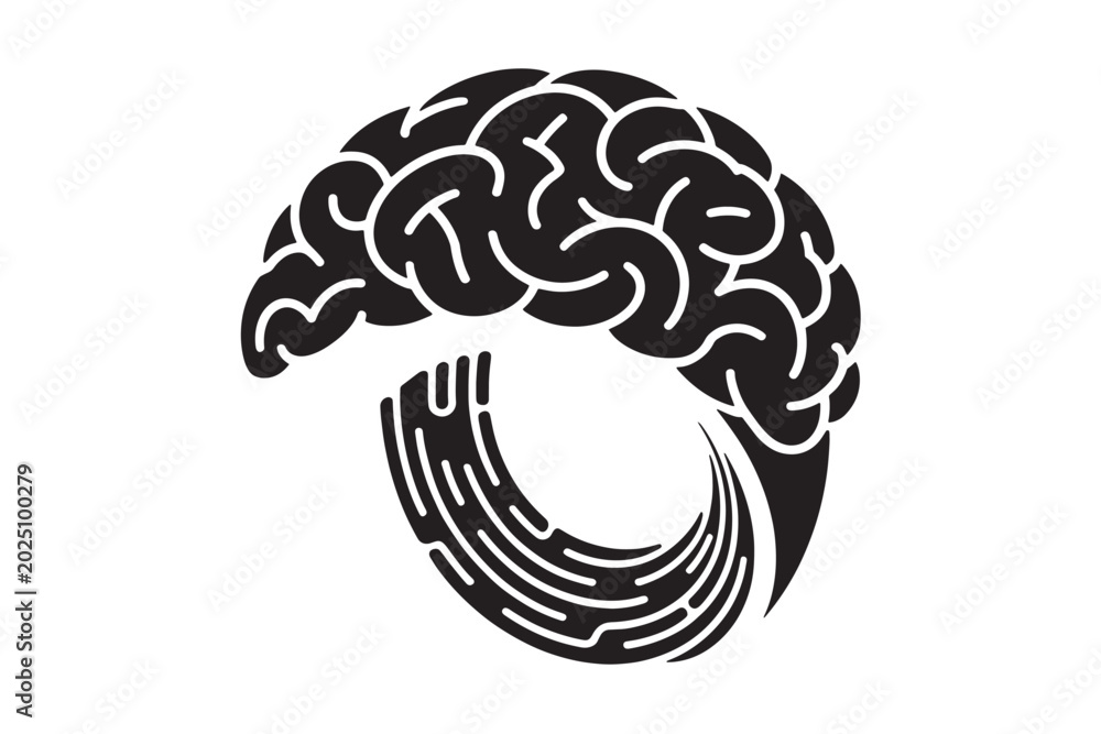 Fototapeta premium Set of black flat artificial intelligence icons featuring brain digital circuits robotic cloud technology and data cubes
