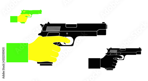 Canvas Print Hand holding a gun, gun silhouettes, crime, danger, weapon concept