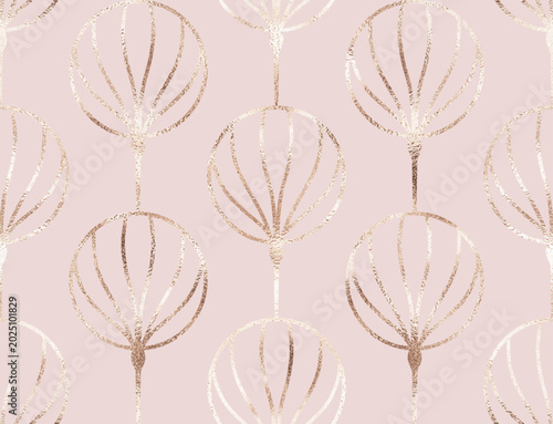 Geometric seamless pattern with gold decorative circle ornament.