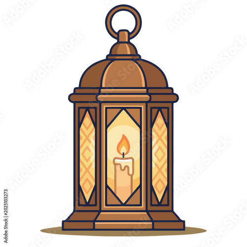 Tableau sur toile A stylized lantern light emits a warm glow, symbolizing wisdom and tranquility