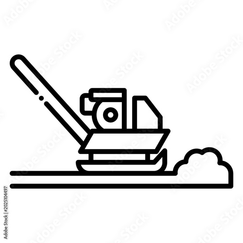 Obraz na plátně Soil Compactor, Construction Equipment Line Art Icon