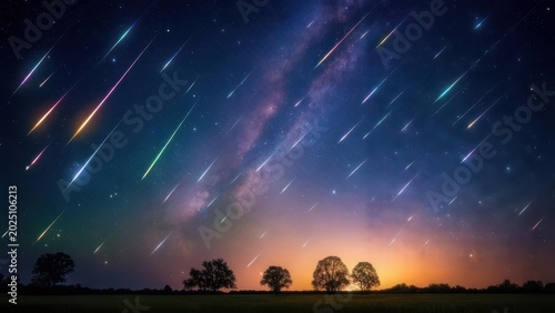 Night sky ablaze with shooting stars
